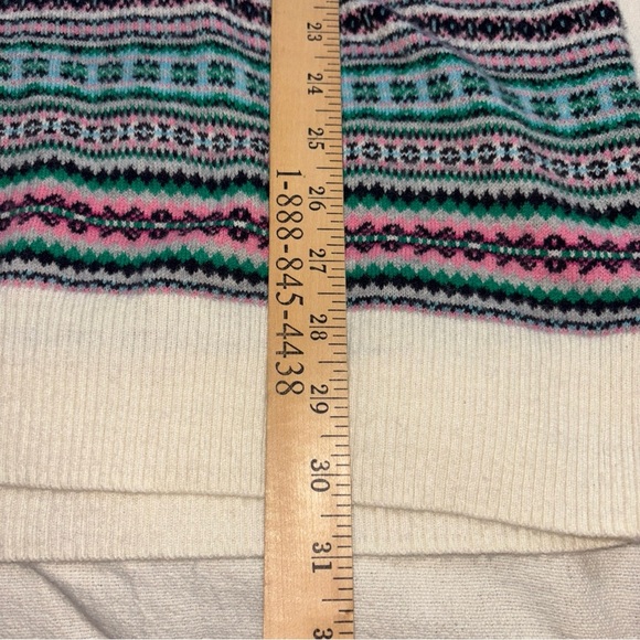 TALBOTS Blue/Pink Fair Isle Crew Neck Sweater Soft Wool Nylon Blend Women’s SzXL - Picture 9 of 11